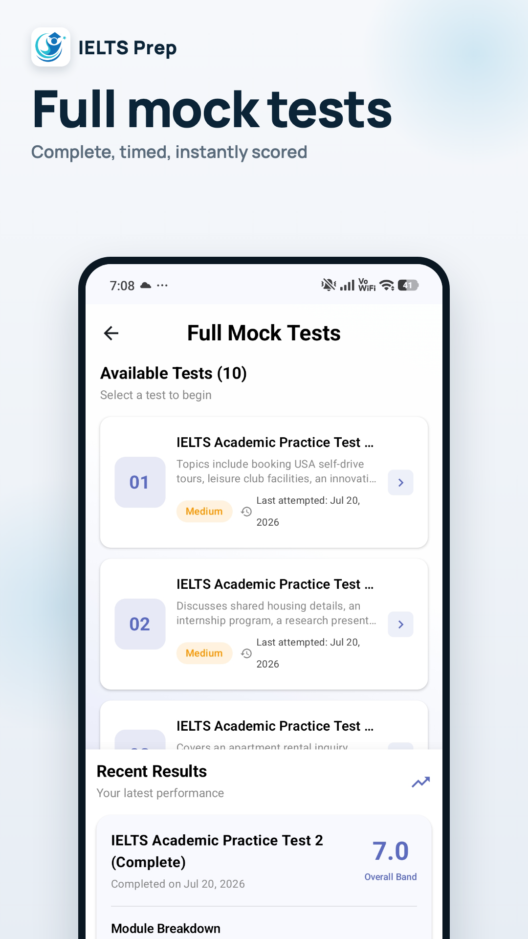 IELTS Maestro full, timed mock tests