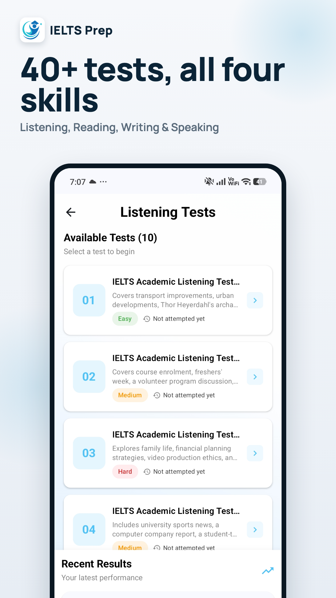 IELTS Maestro test library across all four skills